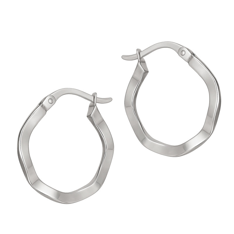 Kolczyki srebrne falowane kółka