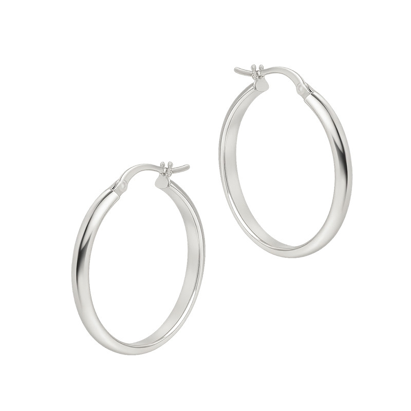 Kolczyki srebrne kółka półpłaskie