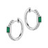 Kolczyki srebrne kółka z zieloną cyrkonią bagietą