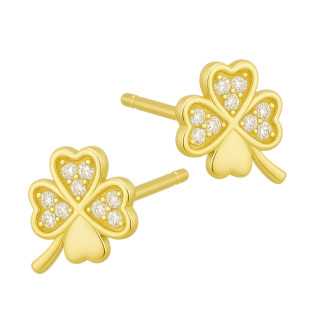 Kolczyki pozłacane koniczynka z cyrkoniami