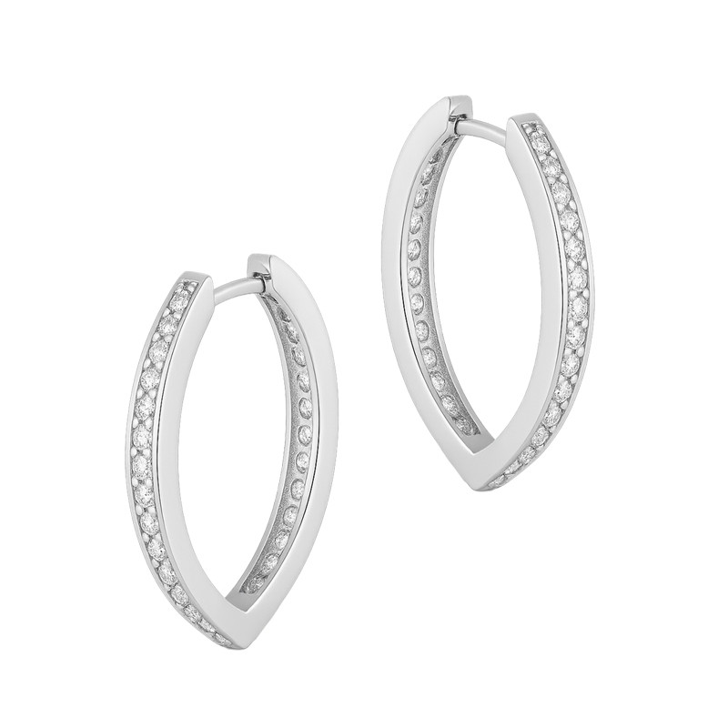 Kolczyki srebrne kreska z białymi cyrkoniami