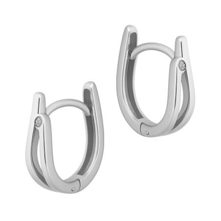 Kolczyki srebrne fale z białą cyrkonią