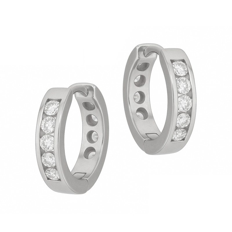 Kolczyki srebrne kółka z rzędem cyrkonii