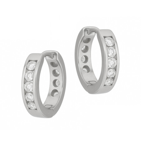 Kolczyki srebrne kółka z rzędem cyrkonii