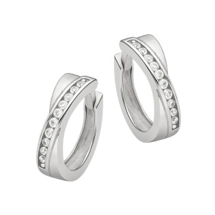 Kolczyki srebrne kółka X z cyrkoniami