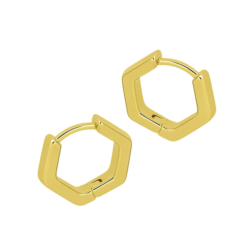 Kolczyki pozłacane kółka pięciokąt