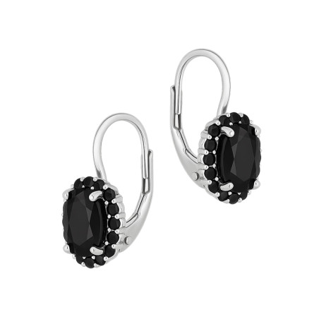 Kolczyki srebrne owalna markiza z czarnymi cyrkoniami