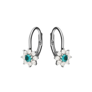 Srebrne kolczyki dla dziewczynki kwiatek z cyrkonią - JubilerSezam.pl