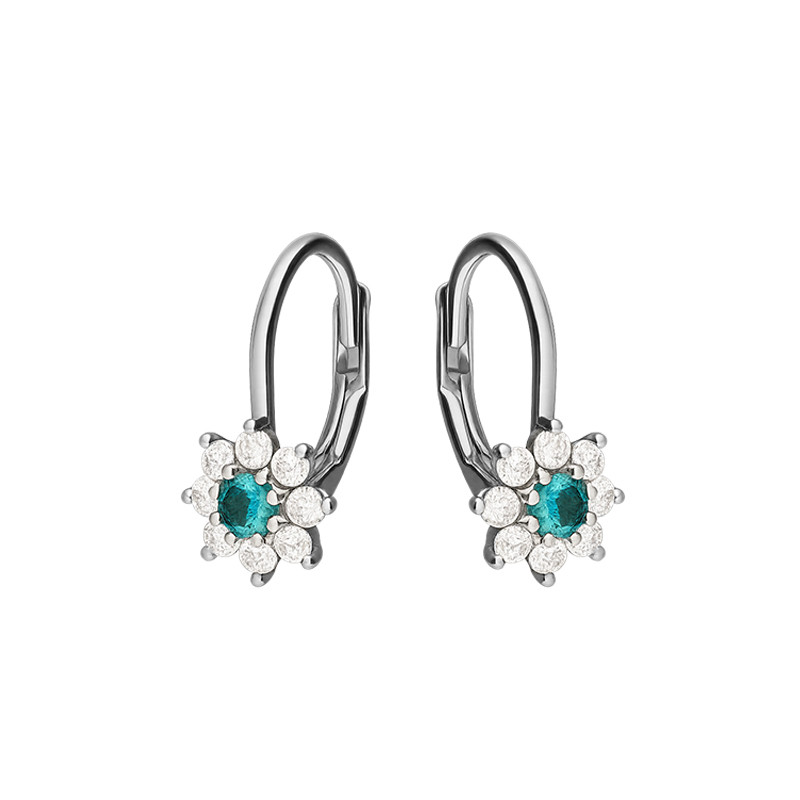 Srebrne kolczyki dla dziewczynki kwiatek z cyrkonią - JubilerSezam.pl