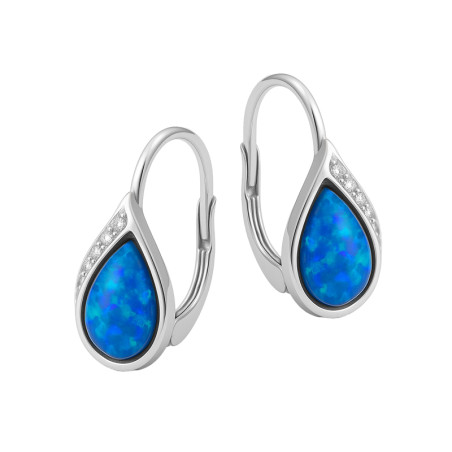 Kolczyki srebrne niebieski opal w kropli