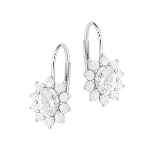 Kolczyki markiza kwiat z białymi cyrkoniami
