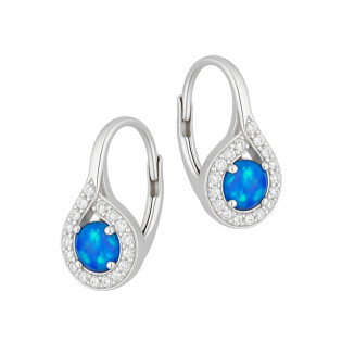 Kolczyki srebrne niebieski opal w kropli