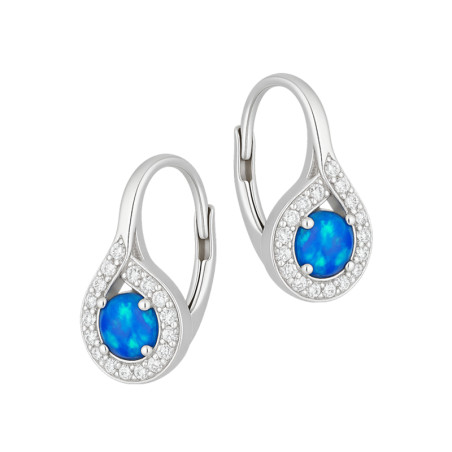 Kolczyki srebrne niebieski opal w kropli