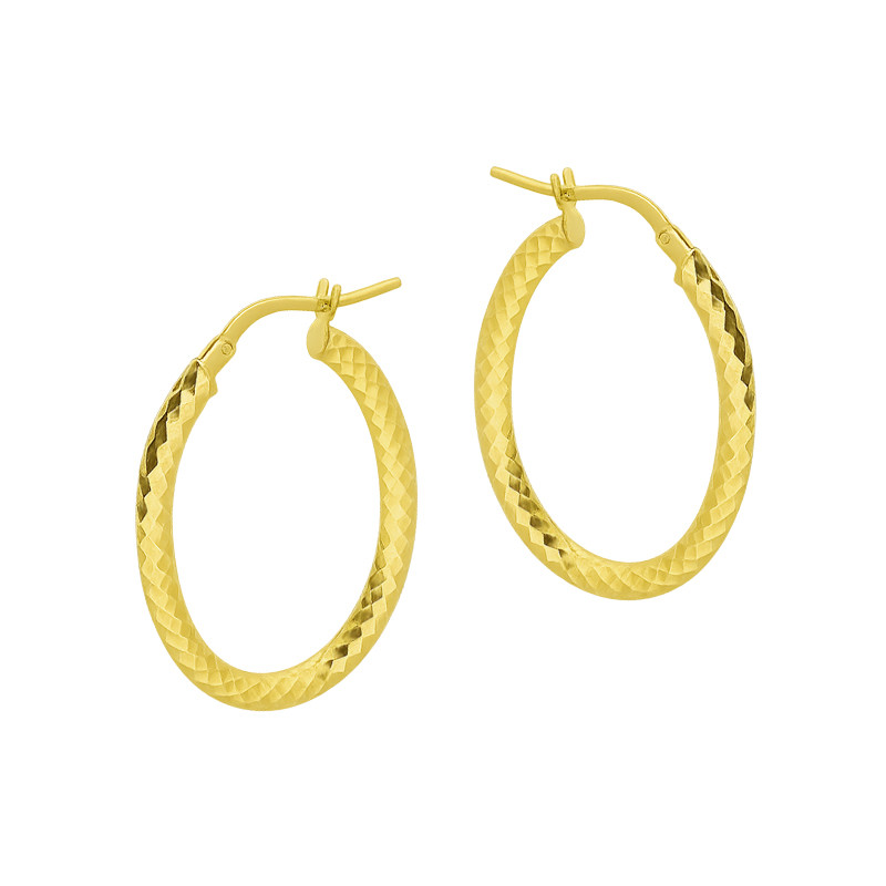 Kolczyki pozłacane grawerowane kółka rurka