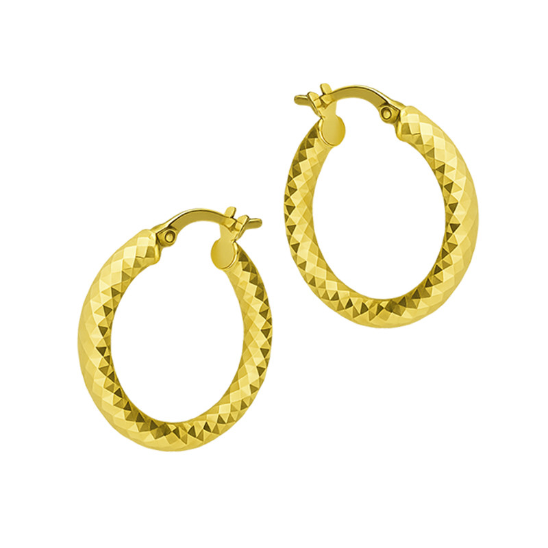 Kolczyki pozłacane grawerowane kółka rurka