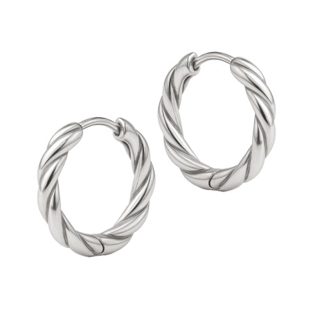 Kolczyki srebrne kółka sznur