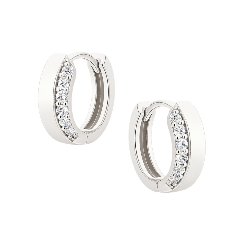 Kolczyki srebrne kółka z rzędem cyrkonii