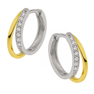 Kolczyki srebrne kółka z cyrkoniami i pałką