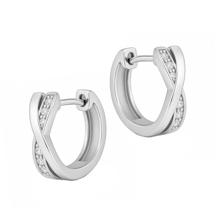 Kolczyki srebrne kółka X z białymi cyrkoniami