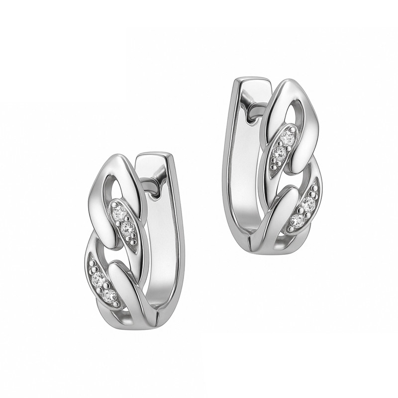 Kolczyki srebrne pancer z białymi cyrkoniami