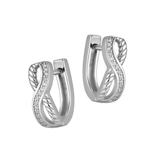 Kolczyki srebrne infinity z białymi cyrkoniami