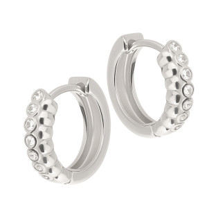 Kolczyki srebrne kółka z cyrkoniami i kulkami bead