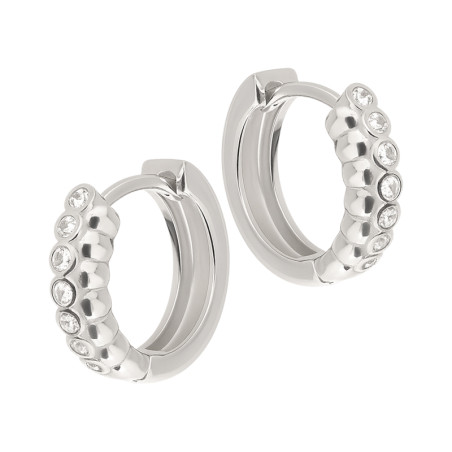 Kolczyki srebrne kółka z cyrkoniami i kulkami bead