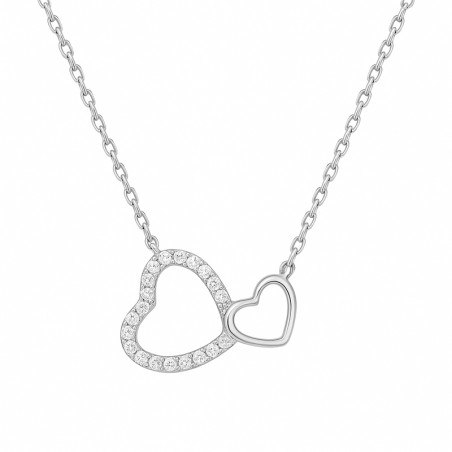 Naszyjnik srebrny klanówka z dwoma sercami