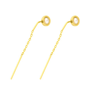 Kolczyki przeciągane z opalem białym jubilerskim srebro koloru złotego