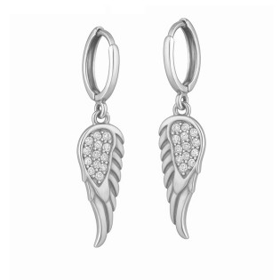 Kolczyki srebrne kółka ze skrzydłem