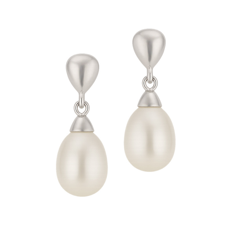 Kolczyki srebrne z białą perłą