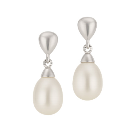 Kolczyki srebrne z białą perłą