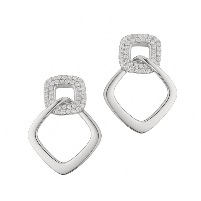 Kolczyki srebrne z dwoma kwadratami