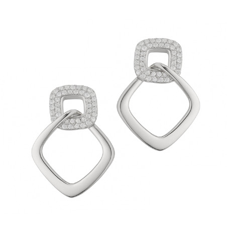 Kolczyki srebrne z dwoma kwadratami