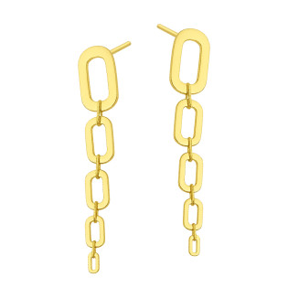 Kolczyki wiszące srebrne pozłacane owalne ogniwa