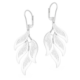 Kolczyki srebrne fale z ornamentem