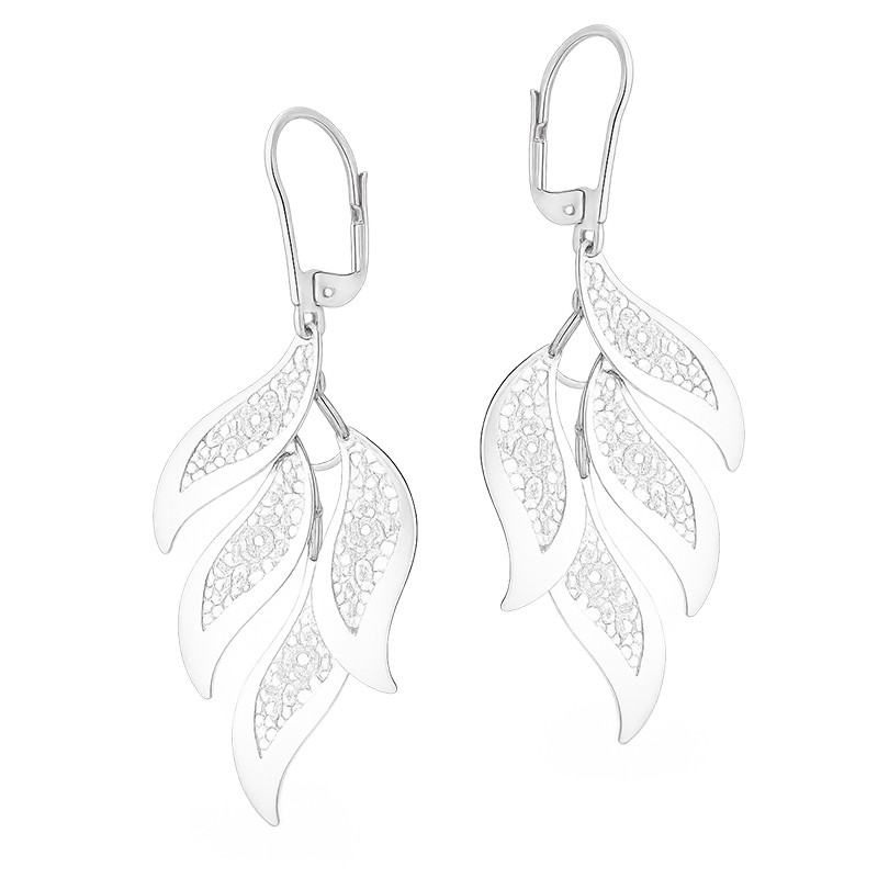 Kolczyki srebrne fale z ornamentem