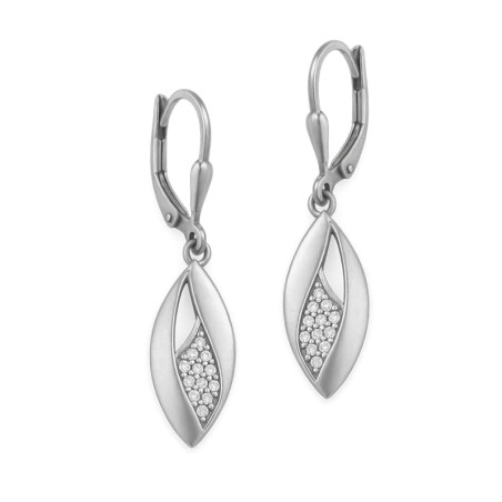 Kolczyki srebrne łezka z dziurką i cyrkoniami