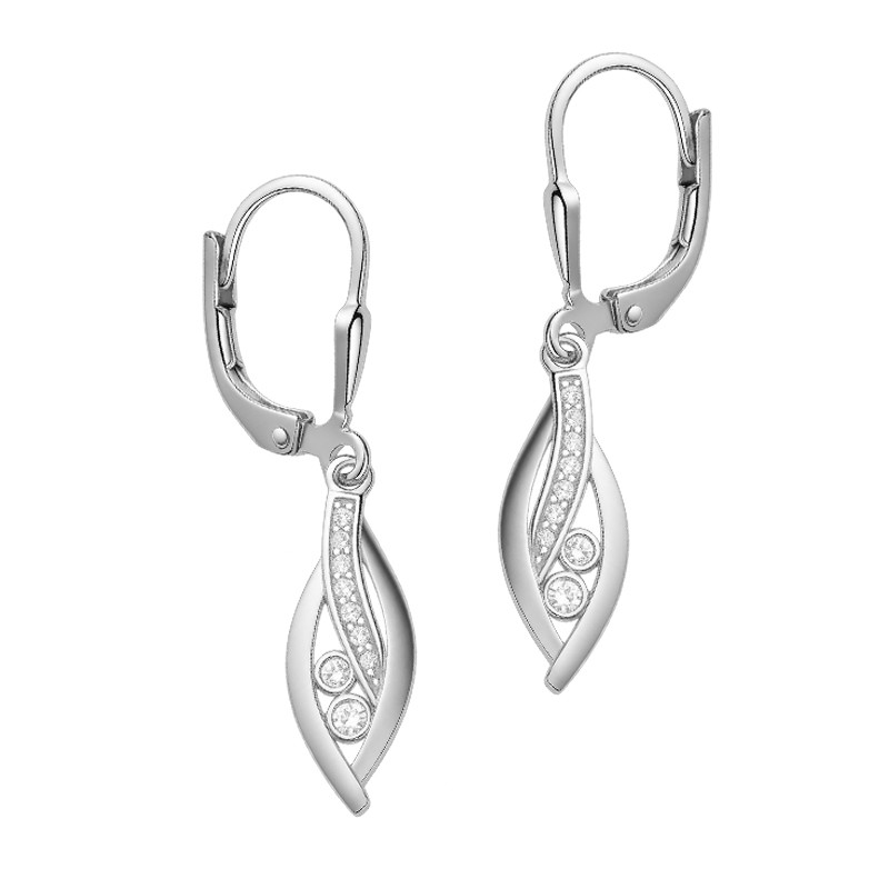 Kolczyki srebrne łezka z cyrkoniami