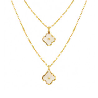 Naszyjnik pozłacany podwójny z koniczynkami