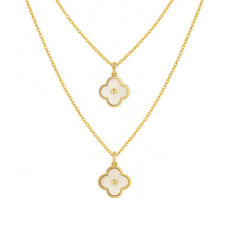 Naszyjnik pozłacany podwójny z koniczynkami