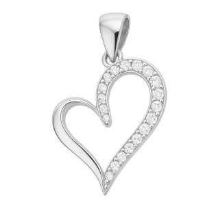 Serduszko srebrne zawijas z białymi cyrkoniami