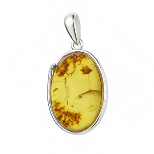 Zawieszka wisior z bursztynem miodowym w srebrnej oprawie