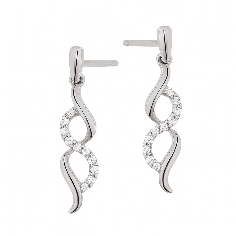 Srebrne kolczyki zawijasy z cyrkoniami - JubilerSezam.pl