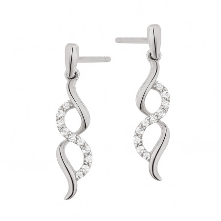 Kolczyki srebrne zawijas z białymi cyrkoniami