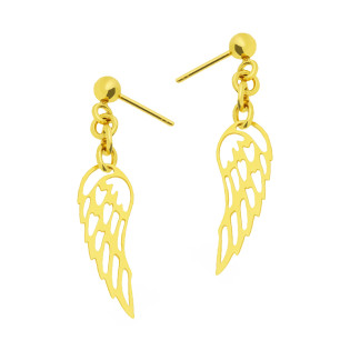 Kolczyki pozłacane ażurowe skrzydło i kulka