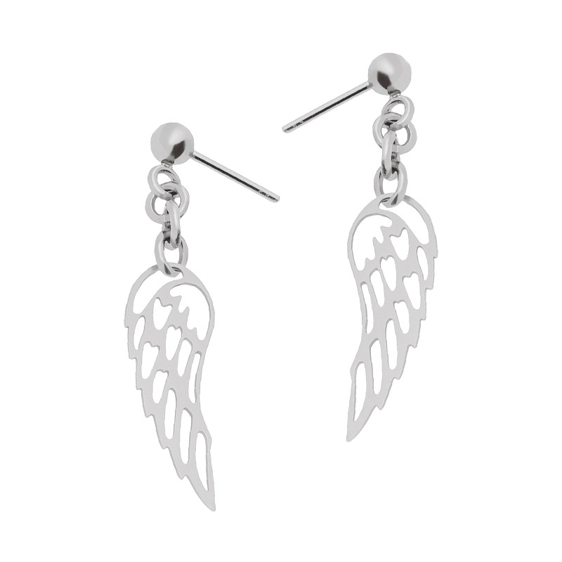 Kolczyki srebrne z ażurowym skrzydłem