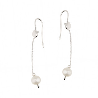Kolczyki srebrne wiszące z perłą