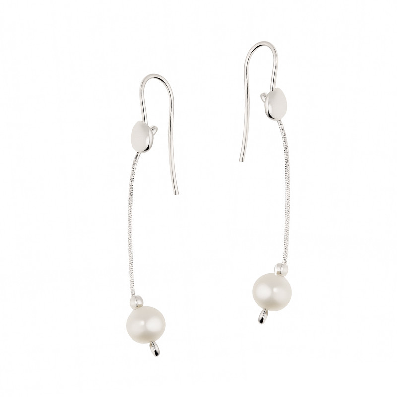 Kolczyki srebrne wiszące z perłą