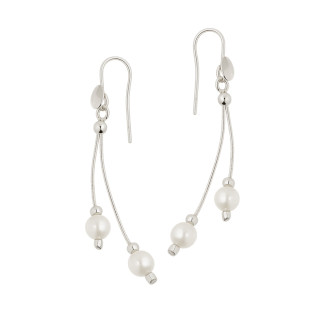 Kolczyki srebrne wiszące z perłami